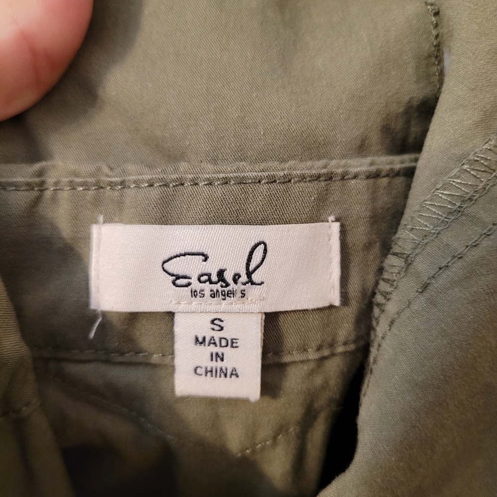 Easel Jumper Overalls Wide Leg Olive Green Size Small - Picture 2 of 7